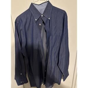 Chaps Cool Max Men's Long Sleeve Dress Shirt Blue with Desing Size M 15-15.5